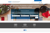 Screenshot Startseite der Datenbank International Programmes 2020/2021